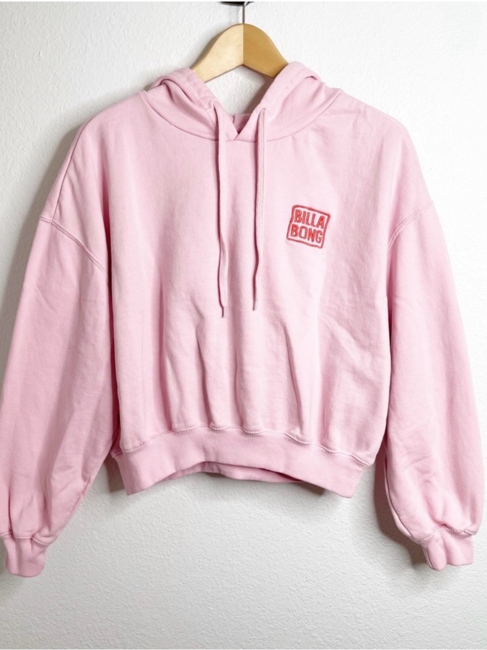 Billabong Womens Pink Tropical Graphic Fleece Pullover Hoodie Sweatshirt Medium